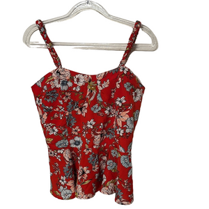🐾Cliche women’s Elegant Floral Red Camisole sleeveless Top size S GUC